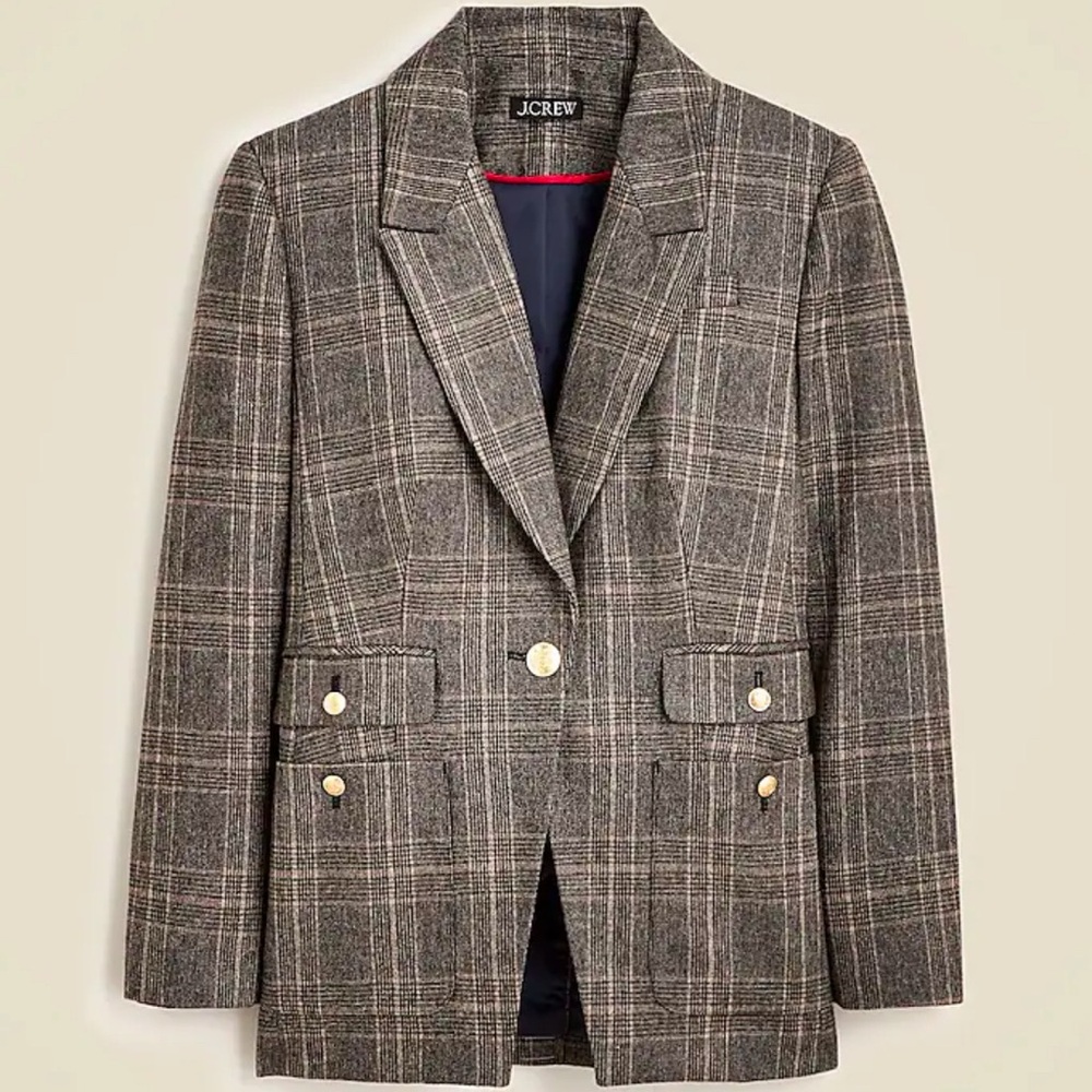 J.Crew Vivienne blazer in plaid Italian wool blend Size 6